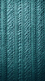 Teal braided knit pattern forms a cozy textured surface.