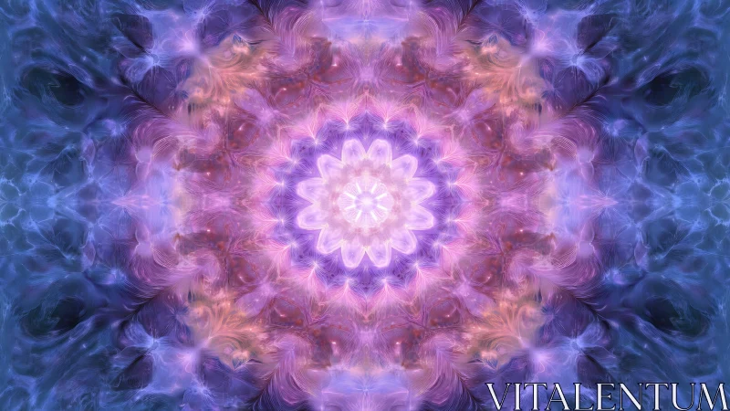 Radiant violet mandala blossoms in luminescent fractal light.