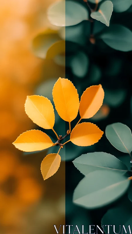 Split-toned macro foliage study with warm and cool color grading