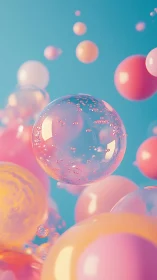 Translucent spheres float within a shallow depth of field