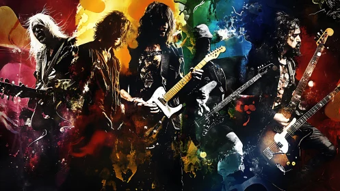 Electric colors and roaring guitars ignite a bold rock night.