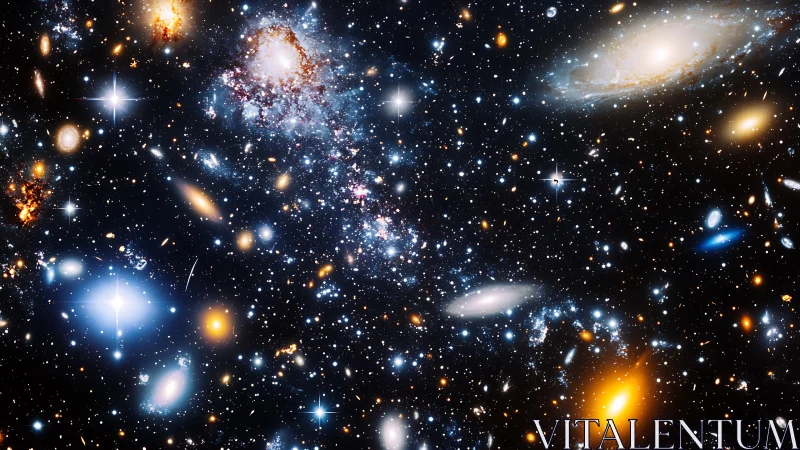 Starlit galaxies drift softly across a deep cosmic night