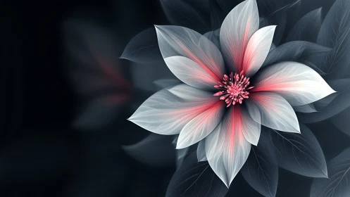 Ethereal white flower blooms softly against a misty dark void