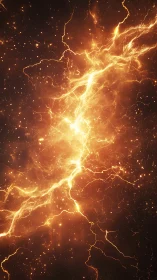 Golden Lightning Strike Through Cosmic Space.