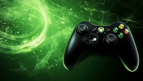 Black Xbox Controller Against Luminous Green Energy