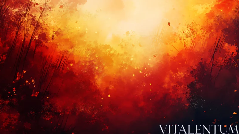 Wildfire Landscape: Digital Panorama with Atmospheric Combustion.