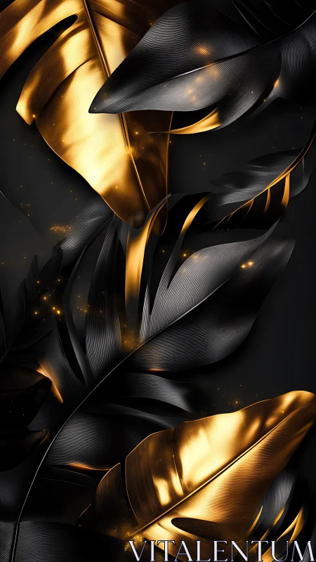 Golden and obsidian leaves glowing in soft evening light.