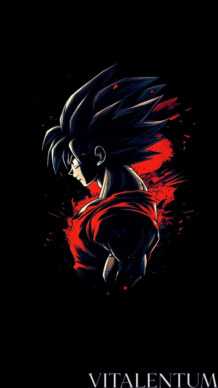 Profile view shows stylized anime fighter with red accents