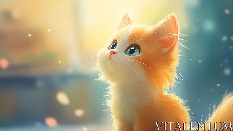 Adorable Orange Kitten Gazes with Wonder and Charm
