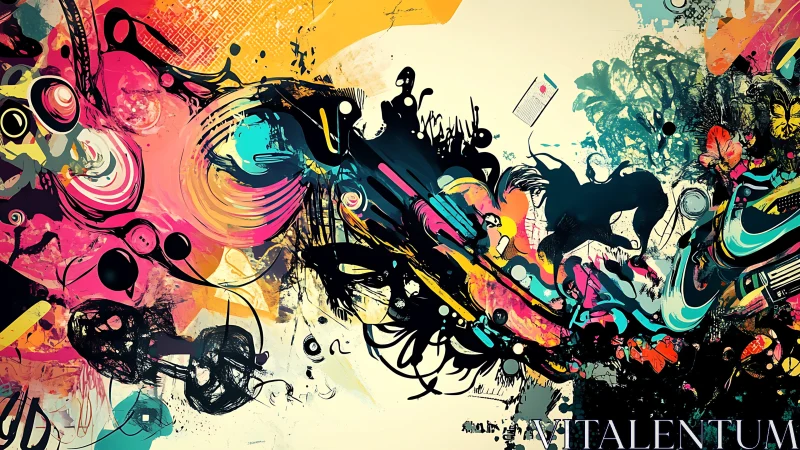 Dynamic vector graffiti stream merges neon palettes and gestural chaos