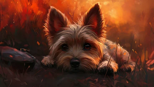 Sunset snuggles with a bright eyed, daydreaming pup.