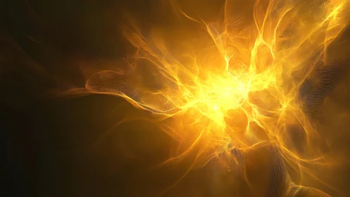 Golden energy nebula with luminous abstract filaments.