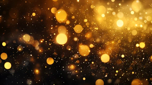 Photorealistic golden bokeh field with luminous particle depth.