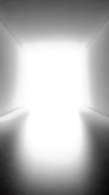 Overexposed luminous corridor with vanishing point geometry.