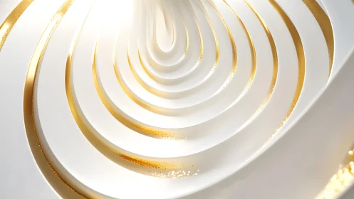 Elegant Abstract Spiral with Gold and White Modern Design.