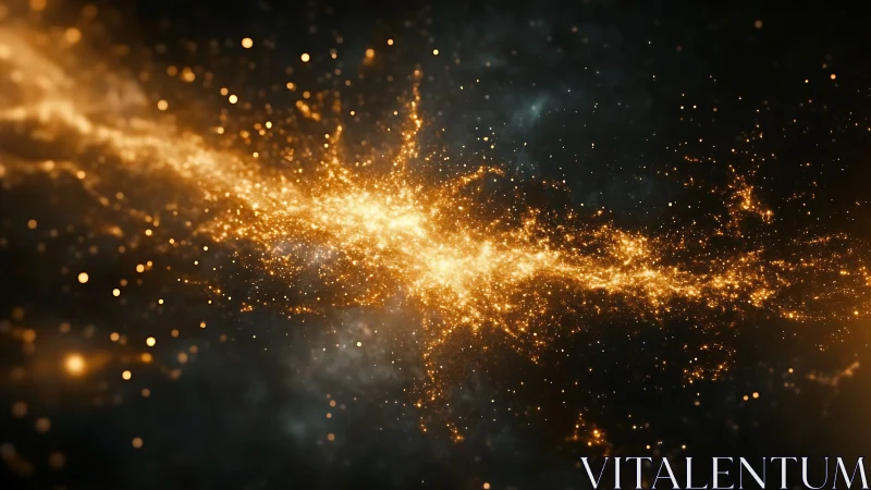 Starlit golden nebula river blazing across deep space.