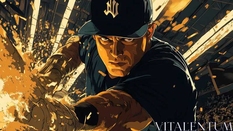 Baseball batter rendered in dynamic digital illustration