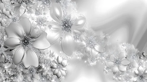 Specular metallic flower fractal renders high-gloss microgeometry