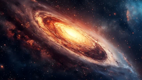 Spiral galaxy glows with bright core amid dense star field