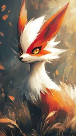 Fiery fox spirit gazes calmly through a golden autumn glow