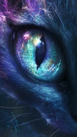 Luminescent Feline Eye: Ethereal Digital Rendering with Neon Iris.