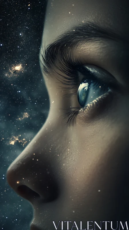 Starlit gaze reveals a quiet universe reflected in one eye