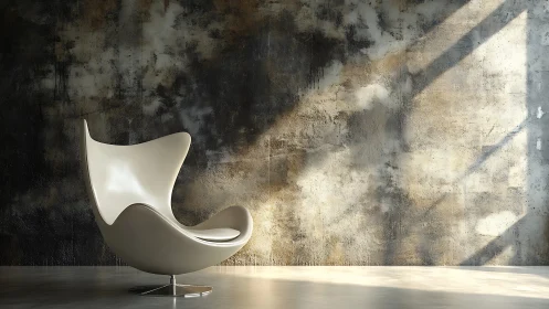 Contemporary Molded Polymer Lounge Chair: Sculptural Form with Polished Metal Base