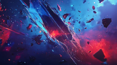 Fractured crystalline shard in high-energy cosmic collision field