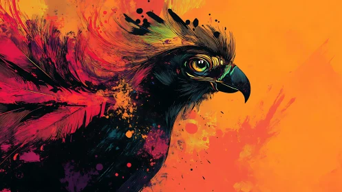 Vibrant abstract eagle portrait in colorful modern digital art.