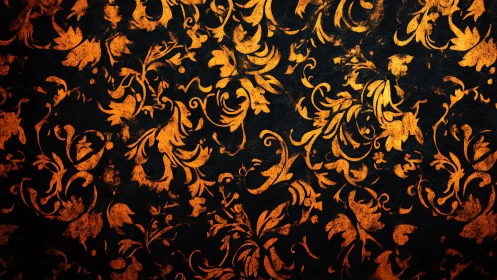 Ember-gold baroque foliage dancing on midnight velvet.