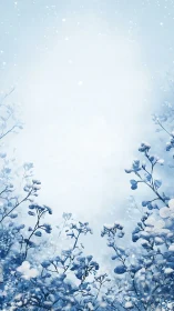 Snow laden branches frame a luminous winter sky gradient