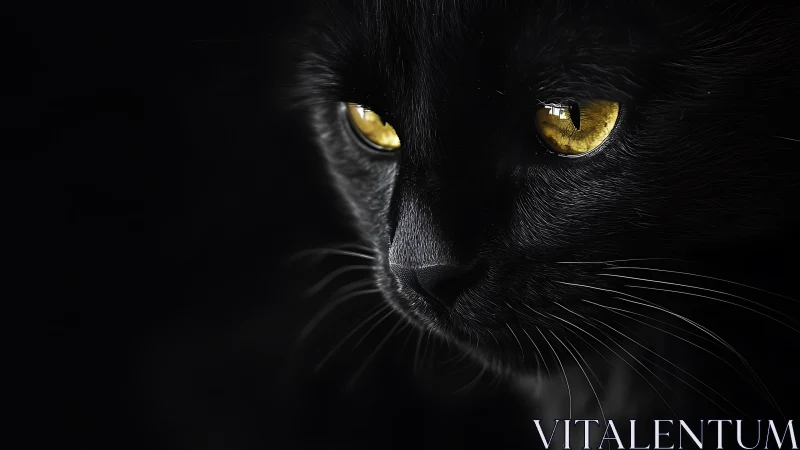Black Cat's Golden Gaze Pierces the Darkness.