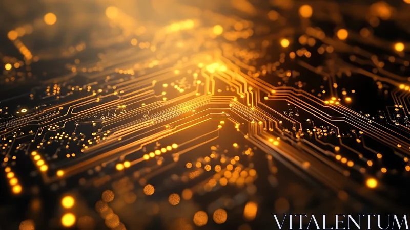 Golden data rivers streak across a glowing midnight circuit.