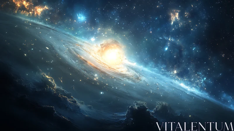 Rotating galactic disk with luminous core and volumetric nebulae