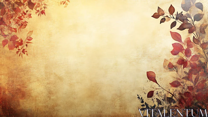 Gentle autumn leaves frame a warm, vintage golden space