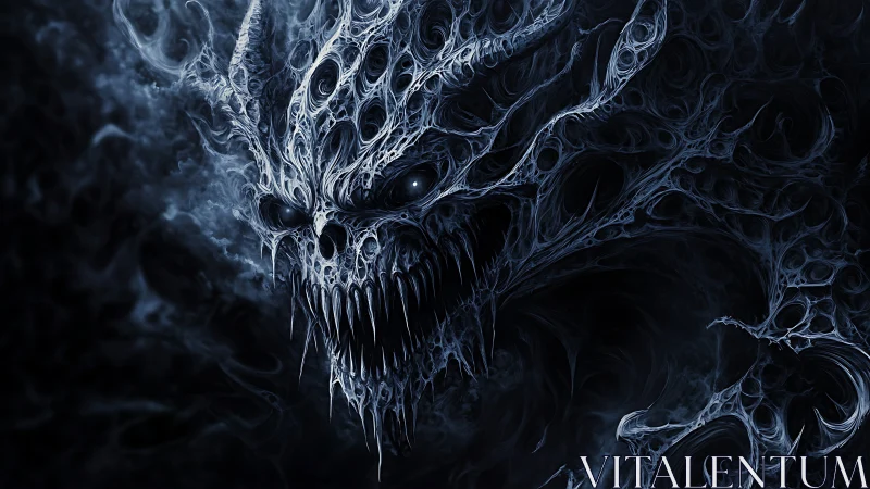 Skeletal demonic head formed by interlaced dark tendrils.