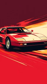 Retro sports car rendered in dynamic high-contrast vector art