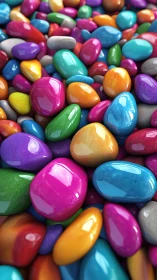 Vibrant Polished Spheroids Array. Glossy Multicolored Gem Stones.