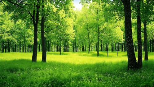 Verdant Forest Clearing: Luminous Woodland Composition.