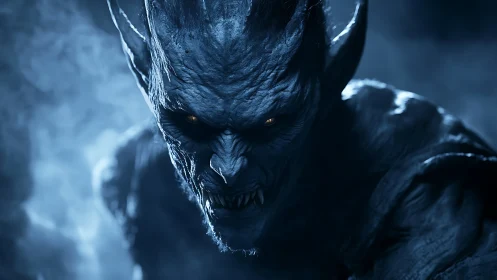 Nocturnal demonic predator rendered in cinematic blue light.