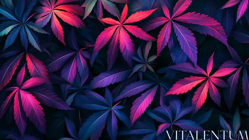 Neon jungle leaves whisper softly through midnight gradients