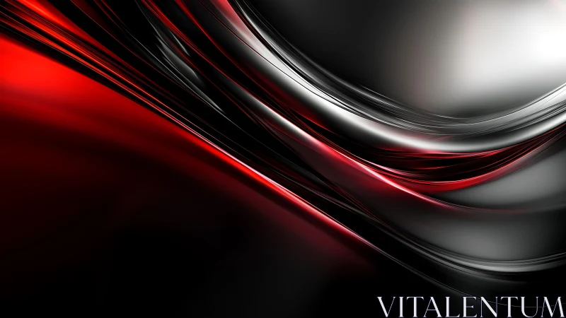 Sleek abstract red and black wave digital art background.