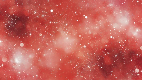 Red starfield pattern with scattered white cosmic particles.