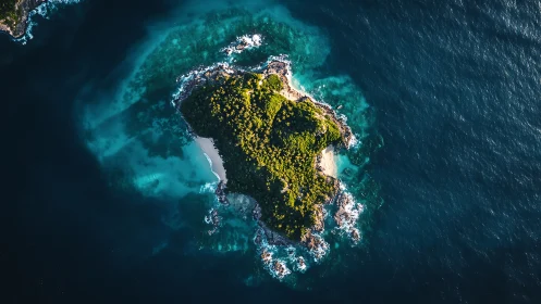 Aerial Verdant Island Archipelago With Ethereal Turquoise Waters.
