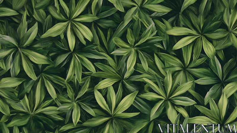 Soft jungle leaves unfold in a calming emerald tapestry