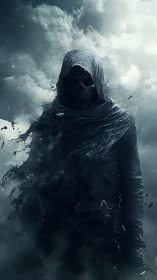 Stormshroud Reaper Walking Out Of Ruptured Midnight Clouds.