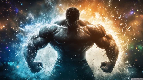 Cosmic titan erupts in blazing clash of ice and fire.