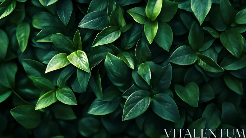 Dense arrangement of dark green oval leaves in view.