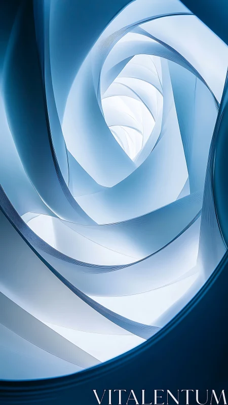 Spiraling ice ribbons twist light into a frozen skylight dream