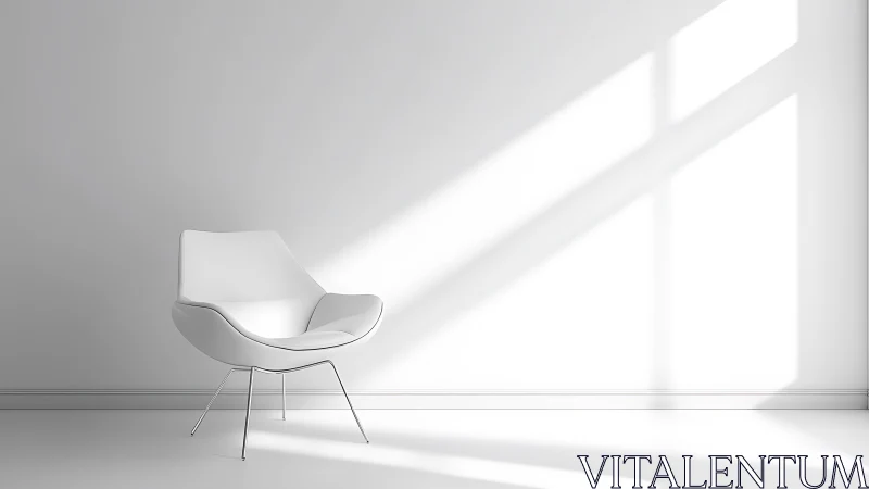 White modern lounge chair sits in bright minimal interior